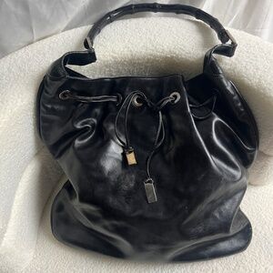Authentic Vintage Gucci Bamboo Top Handle Large Hobo Black